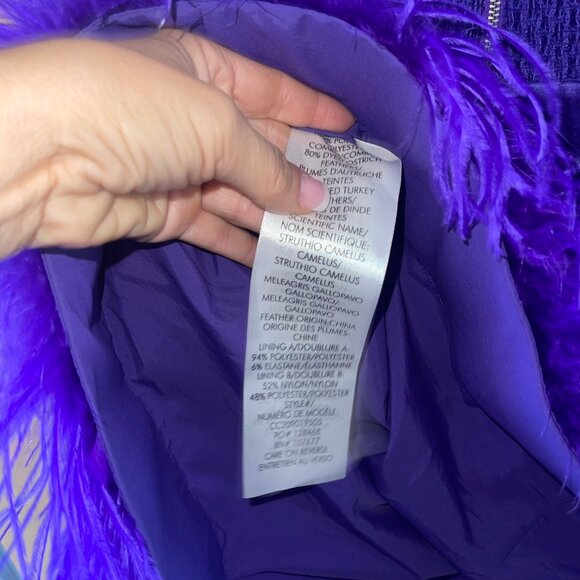 Alice Olivia Womens Dress Size 4 Purple Necole Feather Hem Mini Satin V Neck - Picture 10 of 12